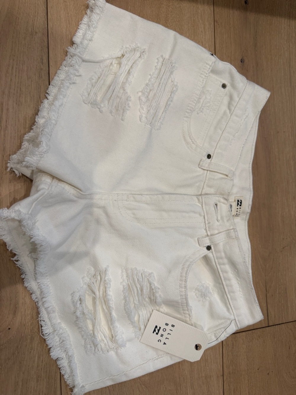 Billabong White Distressed Frayed Hem Jean Shorts